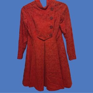 Bright neon red 60s coat dress